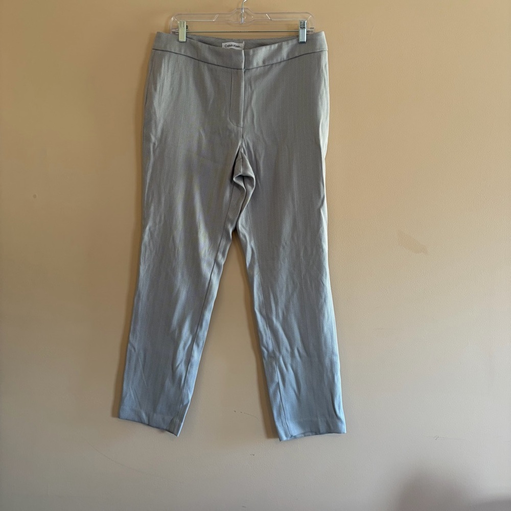 Calvin Klein Gray herringbone Straight-Leg Pants